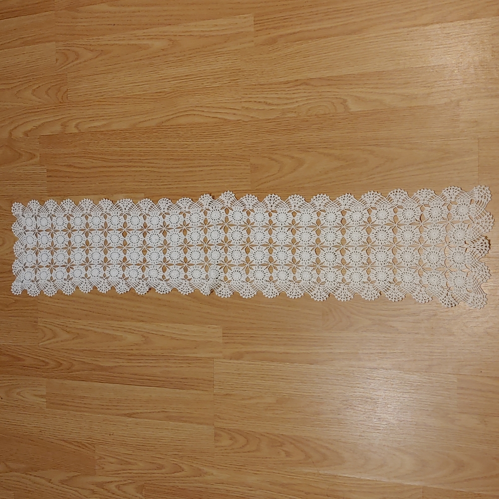 Crochet White Table Runner